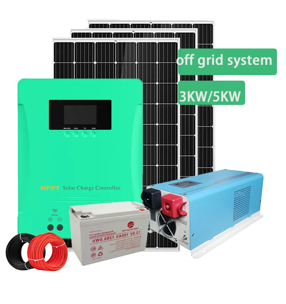 Sistem Surya Hibrid Pintar, Semua Dalam Satu Inverter Sistem Energi Surya Paket Penuh 5KW 10KW 15KW Sistem Tenaga Surya untuk Rumah