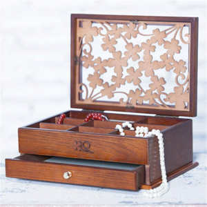 Tay làm đồ trang sức vòng cổ Hộp lưu trữ bằng gỗ Hollow khắc hộp đồ trang sức - Product Image 2