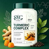 Gummies au curcuma OEM, formule 500 mg, absorption ultra-élevée, 60 capsules/flacon, complément alimentaire pour adultes, soutien des os et des articulations