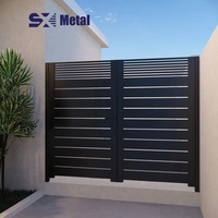 Portails d'entrée extérieurs en alliage d'aluminium, design de clôture, portes automatiques à double battant pour maisons, profilés à lattes, modélisation 3D