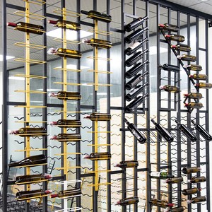 Casier à Vin Minghou Mural en Métal Personnalisé, Support Suspendu pour Bouteilles de Vin, Étagère de Présentation et d'Organisation Décorative pour <span class=keywords><strong>Cave</strong></span> à Vin - Product Image 2