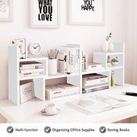 Organisateur de bureau multifonctionnel Étagère de rangement réglable en bois Organisateur de table pour le bureau