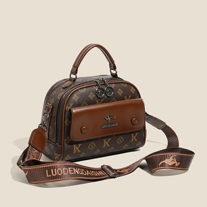 Sac bandoulière carré portable SAIDING pour femme, luxe léger, motif fleur ancienne, contraste de couleurs, design logo kangourou, ouverture à double fermeture éclair - Product Image 5