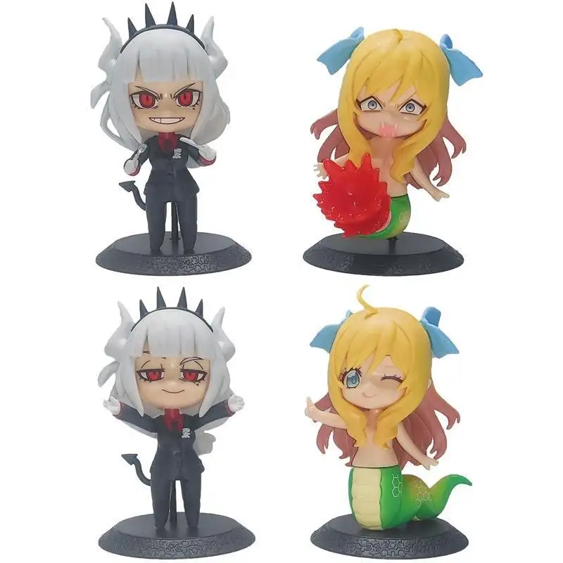 Figuras do anime japonês jashin-chan lucifer, 4 pçs/set, dropkick on my devil, figuras suzuki aina oomori, nicheka, figuras