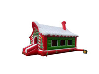 Castillo Inflable con Temática de Cabaña Navideña, Trampolín Inflable Comercial para Fiestas Navideñas