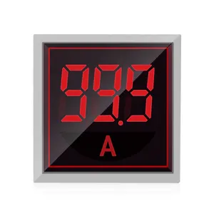 Square 220V AC Digital Display Ammeter Current Indicator Signal Light Ampere Meter Tester Measuring 0-100A Ampermeter