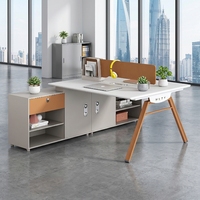 Poste de travail de bureau individuel moderne en bois avec cloison de séparation, ensemble de mobilier de direction de luxe avec table blanche