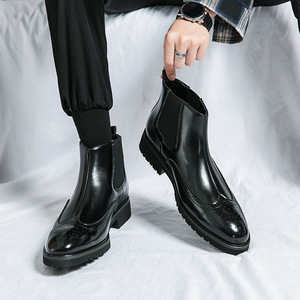 Bottes pour hommes les plus vendues, bottes de travail britanniques tendance à tige haute, chaussures décontractées à tige mi-haute polyvalentes pour hommes - Product Image 3