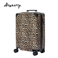 Valise à roulettes de 20 pouces avec serrure TSA, imprimé léopard, coque rigide en ABS, revêtement en cuir PU, légère et imperméable pour les voyages