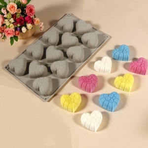 Heart Shape <b>Silicone</b> Cake Mold 12 Cavity <b>Baking</b> Mold For Chocolate Mousse Dessert Valentine's Day Use - Product Image 1