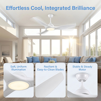 Ventilateur de plafond minimaliste blanc avec lumière, 3 pales en ABS, télécommande, moteur AC, ventilateur décoratif pour chambre à coucher