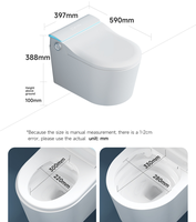WC intelligent allongé en céramique de luxe moderne avec siège chauffant, lumière nocturne, capteur de pied, chasse d'eau, télécommande, à poser au sol, siphon en P