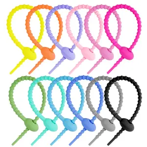 180mm Multipurpose Colorful Silicone Cable Tie Jewelry Pendant Binding Chain Ties Cord Adjustable Lanyard Keychain Accessories