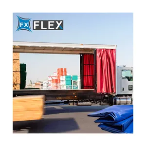 Flfx PVC tráng Polyester Vải Tarp nhiệm vụ nặng nề Vinyl Tarp cho xe tải Rèm bên