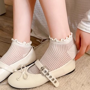 Women's Ankle Socks Solid Color Ruffled Edge Breathable Mesh Thin Socks For Spring Summer Casual Wear - Product Image 5