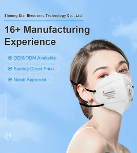 カスタムアメリカンニオッシュ承認防塵マスクメーカー中国折りたたみ式N95フェイスマスクバルブ付き