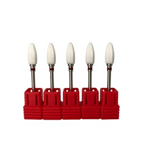 Punte per fresa in ceramica a forma di fiamma per rimozione gel duro e acrilico, taglio incrociato, utensile rotante per manicure, cuticole e lucidatura unghie - Product Image 3