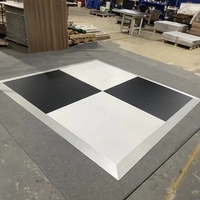 Piste de danse blanche et noire brillante de 4 pieds x 4 pieds pour location d'événements de mariage et de fêtes