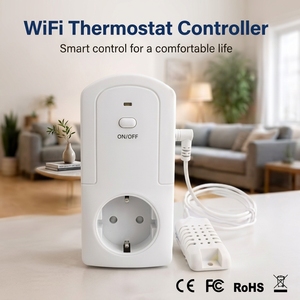 Termostato Inteligente <span class=keywords><strong>Programable</strong></span> Tuya con Alexa para Calefacción/Refrigeración, <span class=keywords><strong>Enchufe</strong></span> con Control Remoto Wi-Fi de 16A - Product Image 1