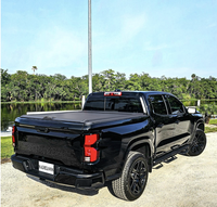 Couverture de benne télescopique électrique rétractable en alliage d'aluminium noire pour Nissan Frontier 1998-2016 avec serrure à clé/porte-bagages
