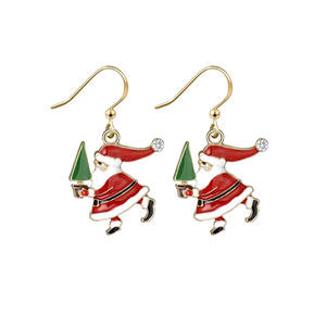 Nouveaux bijoux de noël créatifs boucles d'oreilles en métal émaillé dessin animé mignon noël père noël arbre Elk boucles d'oreilles cadeau de vacances boucles d'oreilles - Product Image 6
