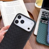 Coque de téléphone en cuir respirant TPU de luxe, noire, pour iPhone 16 15 14 13 12 11 17 Pro Max Plus Mini, design uni, vente en gros d'usine
