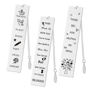 DIY Stainless Steel Inspirational Bookmark For Teacher's Day Student Graduation Gifts Engraved Words
