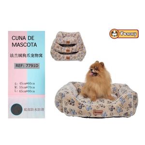 Set di Tre Pezzi in Flanella per Cuccia per Cani con Zampe Marroni per Letti per Animali Domestici - Product Image 1