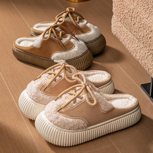 Pantoufles d'hiver pour femmes en coton avec semelle épaisse et chaude pour l'extérieur, semelle antidérapante et douce pour l'intérieur - Product Image 2