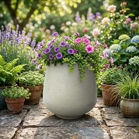 Pot de fleurs en résine de pierre blanche de style nordique minimaliste moderne Wabi Sabi, forme de larme arrondie, pour plantes d'intérieur et d'extérieur