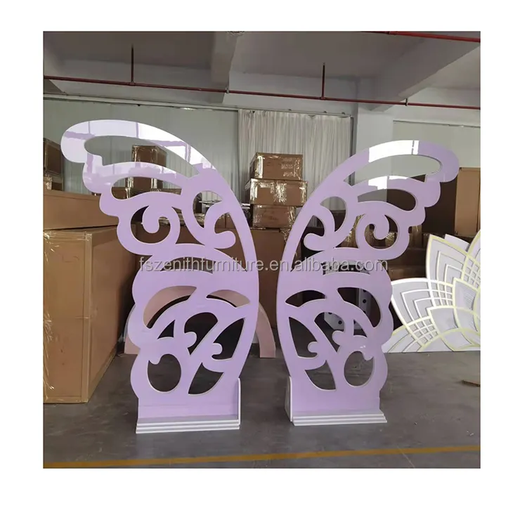 Telón de fondo de PVC para decoración de boda, telón de fondo de mariposa de acrílico para eventos de boda, color rosa
