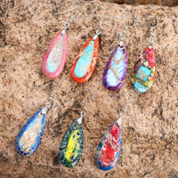 Anting-anting bunga menjuntai batu permata Imperial Jasper alami trendi terbaru untuk hadiah anak perempuan wanita (ER011)