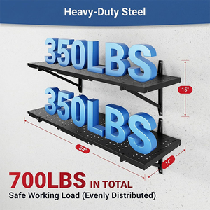 <span class=keywords><strong>Étagère</strong></span>s murales de garage JH-Mech, capacité de charge de 700 lb, <span class=keywords><strong>étagère</strong></span>s en acier au carbone noir thermolaqué pour garage - Product Image 2