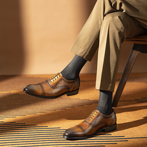 2026 New Model Premium Business Formal Leather Shoes - Multi-color Pointed-<b>Toe</b> Handmade Oxford Shoes for Men - Product Image 3