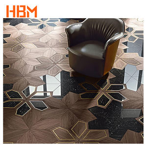 定制别墅装饰大理石镶嵌互锁实木木质地板实木天然木质拼花地板木质 - Product Image 1