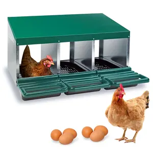 Chicken Nesting Box 3 Hole Metal Chicken Egg Laying Box With Heavy Duty Chicken Coop Nesting Box