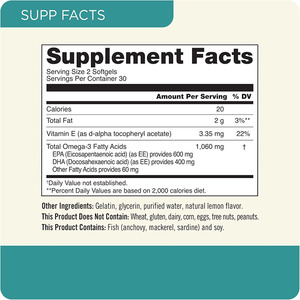 Aceite de pescado de Alaska Omega 3Softgels, DHA EPA con vitamina E, salud del corazón, función cerebral y soporte de Movilidad Articular - Product Image 5