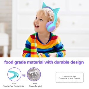 High Quality Foldable Cat Ear <strong>Earphones</strong> for Boys Girls 3.5mm Wired Stereo Bass Headsets for Mobile Phone <strong>Cute</strong> School Learning - Product Image 5