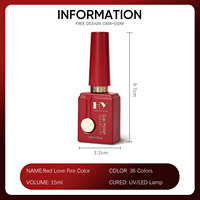 Hanyi Vernis gel rouge Love Fire de qualité supérieure sans TPO 36 couleurs 15ml UV LED Pigment riche polymérisé OEM Vernis gel personnalisé