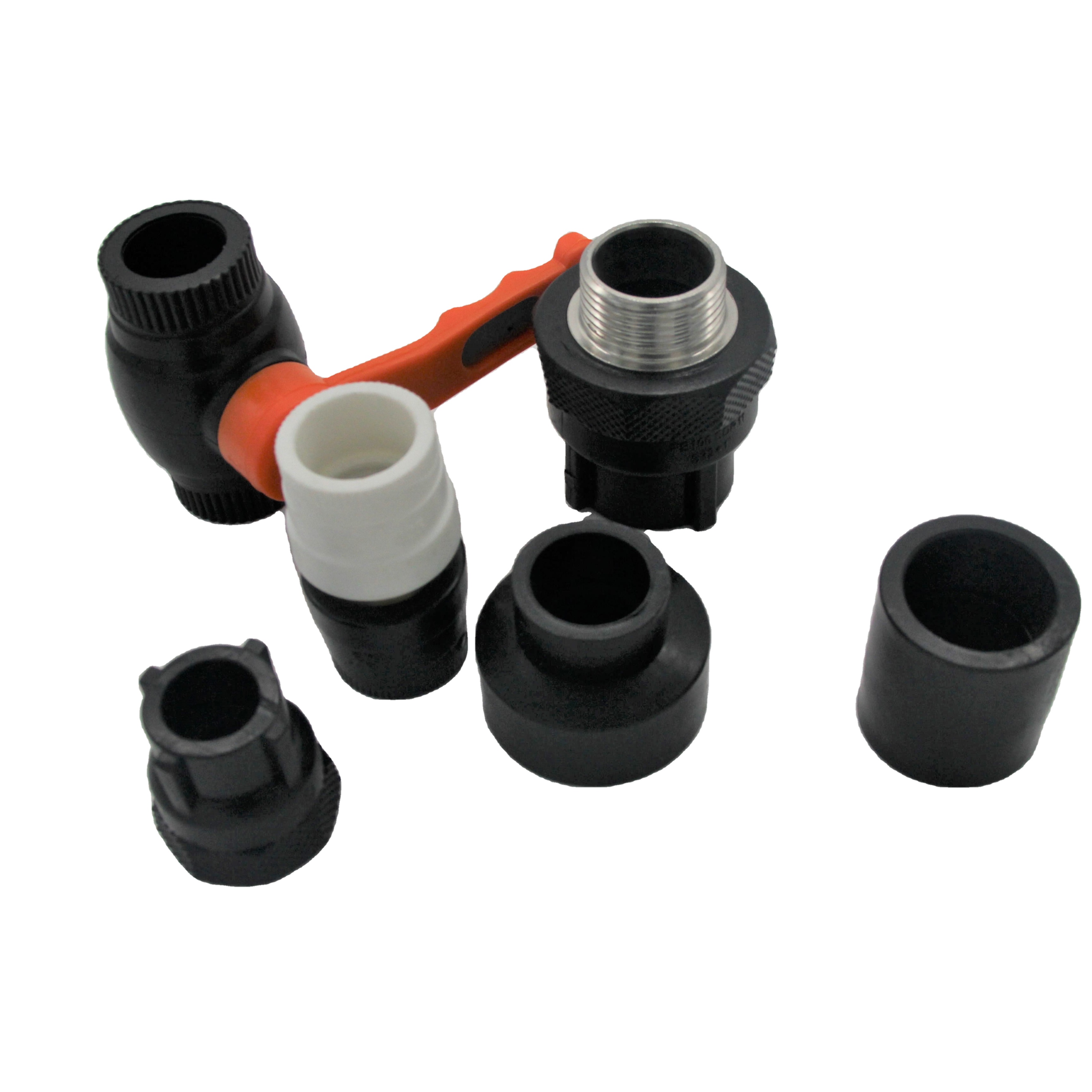 Полиэтиленовые фитинги различных размеров pn16 для соединения труб из ПНД