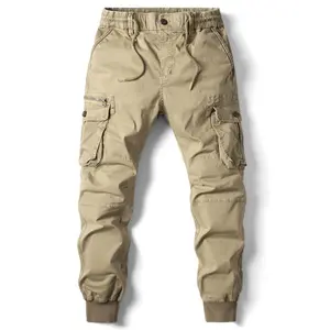 Wholesale Causal Sports Wearing Long Cargo Washed Pants With Side Pockets Stacked Jogger Trousers Man