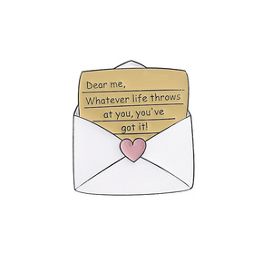 Broche en émail en forme d'enveloppe avec lettres amusantes, broche à lettres positives, broche personnalisée - Product Image 6