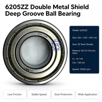 6205ZZ Bantalan Bola Alur Dalam GCr15 Kecepatan Tinggi CM 25x52x15mm Bantalan Bola Motor Kipas