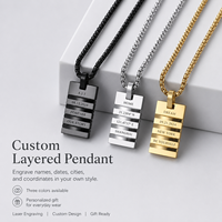 Pendentif Géométrique en Forme de Plaque Militaire en Acier Inoxydable – Collier Style Hip-Hop Européen et Américain – Bijoux Personnalisés en Gros