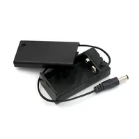 Support de batterie 9V GW avec interrupteur marche/arrêt et prise DC5.5, boîte noire (1 pièce)