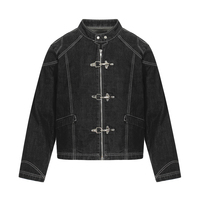 Vestes en jean noires personnalisables ODM, style streetwear basique, amples, brodées, 100 % coton, pour créateurs de mode, faible MOQ