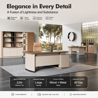 Bureau de direction modulaire de luxe, grand, design moderne et épuré, en bois massif durable, avec rangement multifonctionnel, pour gestionnaire et avocat