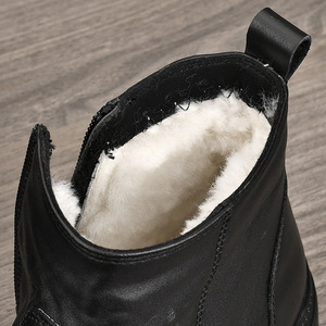 Bottes de neige pour hommes en cuir véritable, bout rond, doublure en fourrure, semelle extérieure en caoutchouc, chaudes pour l'hiver, antidérapantes, semelle intermédiaire en EVA - Product Image 4