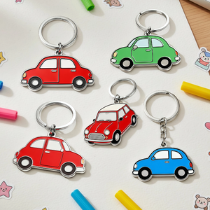 Llavero de Metal con Diseño de Coche de Dibujos Animados Personalizado al por Mayor, Llavero Esmaltado de Alta Calidad con Estilos Adorables para Niños, Regalo, Juguete, Suministro para Fabricantes Minoristas - Product Image 1