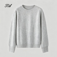 Pulls en gros Tyan, gris clair, haute qualité pour femmes, en laine tricotée, pull en cachemire à poils longs